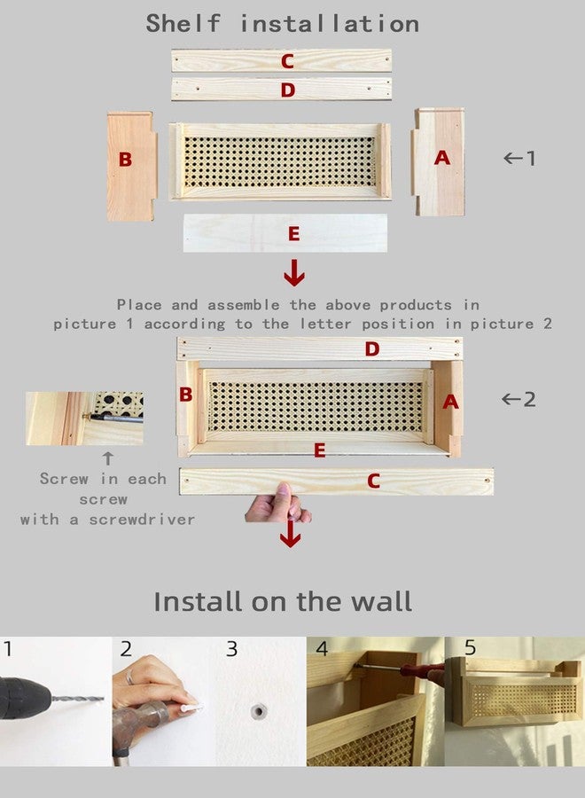 FRIADE FIRADE Wood Magazine Wall Rack with PE Rattan Grid,Size 17.3" x 4" x 9.4",File Holder for Entryway,Living Room,Waiting Room,Kids’ Room,Office - Image 4